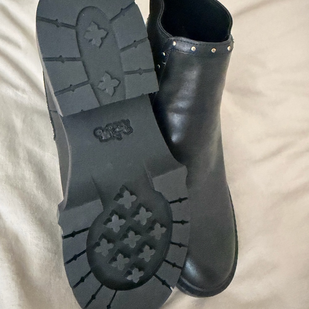 Coach Black Ankle Boots with Gold Studs - Picture 3 of 7